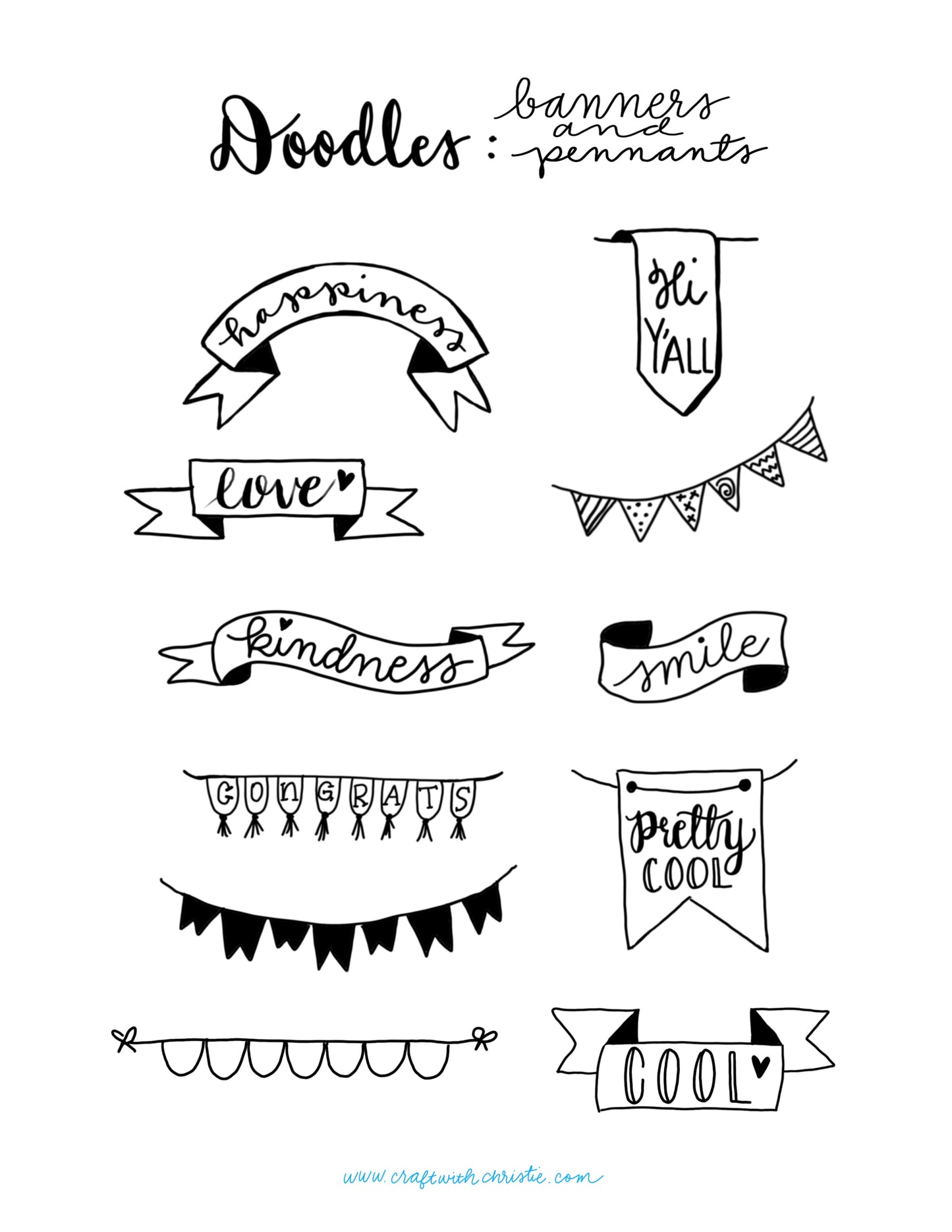 Hand Lettering and Doodle Workbook Bundle with a free Brush Pen