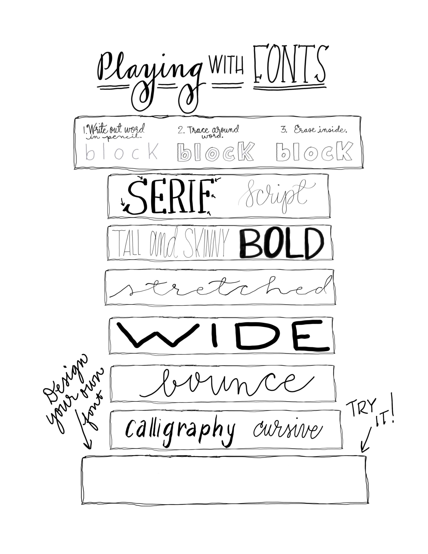 Hand Lettering and Doodle Workbook Bundle with a free Brush Pen