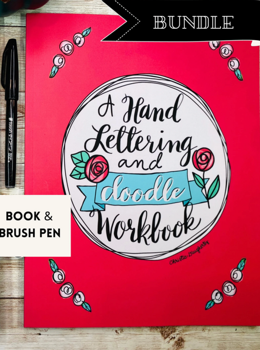 Hand Lettering and Doodle Workbook with free Brush Pen